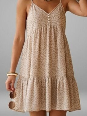 Entro Coastal Airy Tiered Babydoll Cami Mini Dress Size Medium